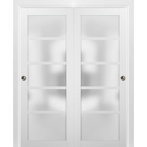 SARTODOORS Quadro Frosted Glass Sliding Closet White Doors with